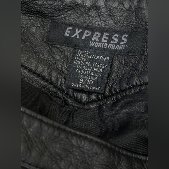 Express Leather Pants 9/10 Black Lambskin Straight Leg Lined No‎ Stretch 29x31.5 - Picture 7 of 8